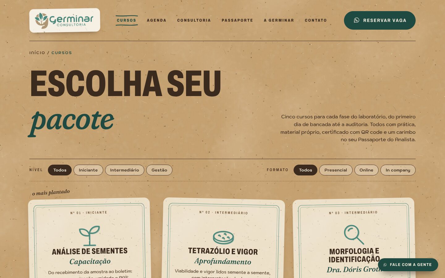 Página de cursos