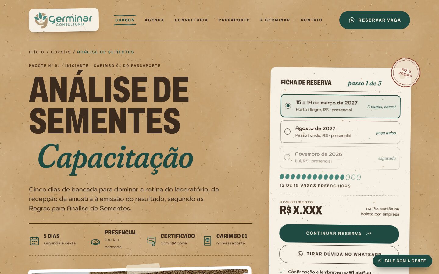 Página de um curso