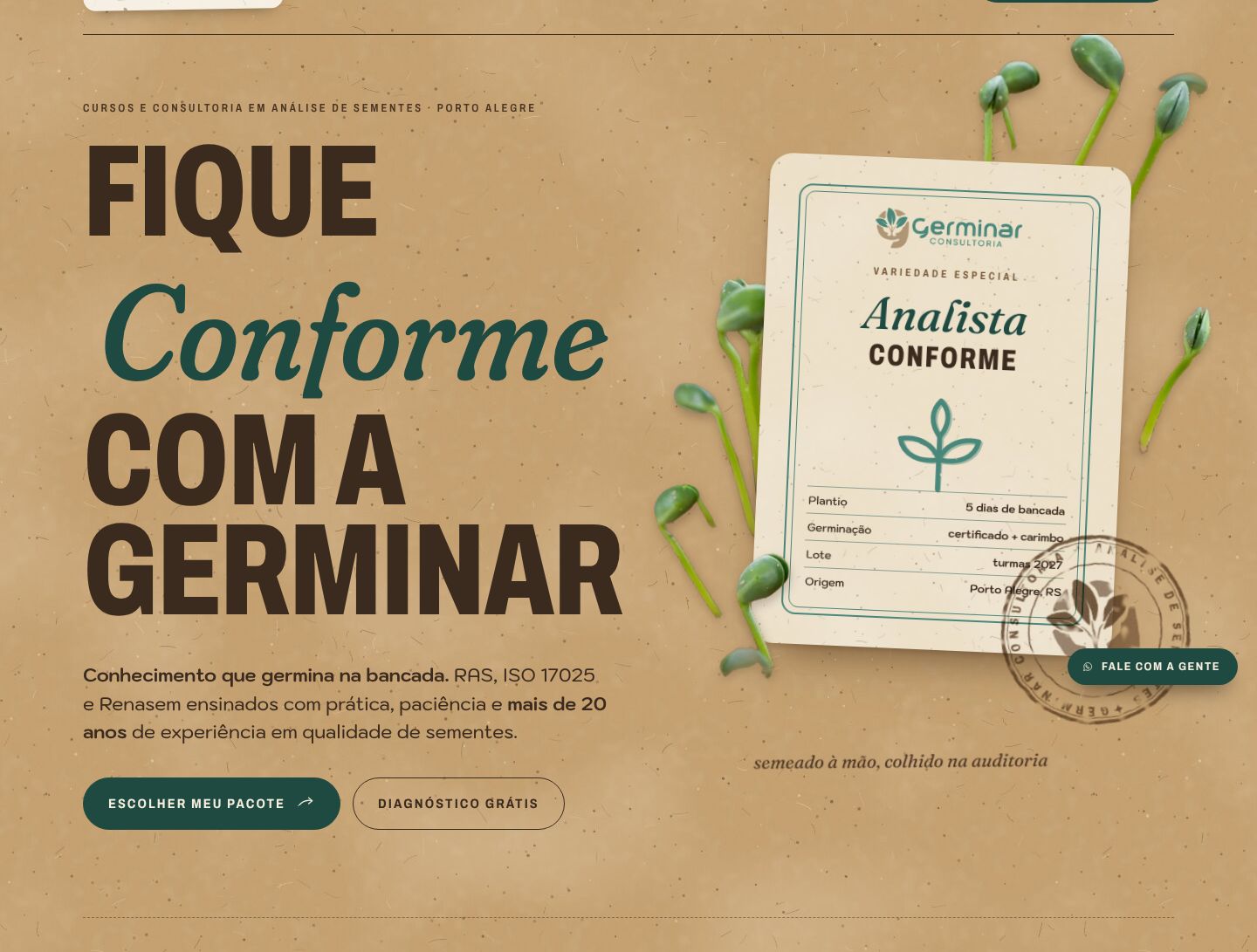 Primeira tela com os selos de confiança