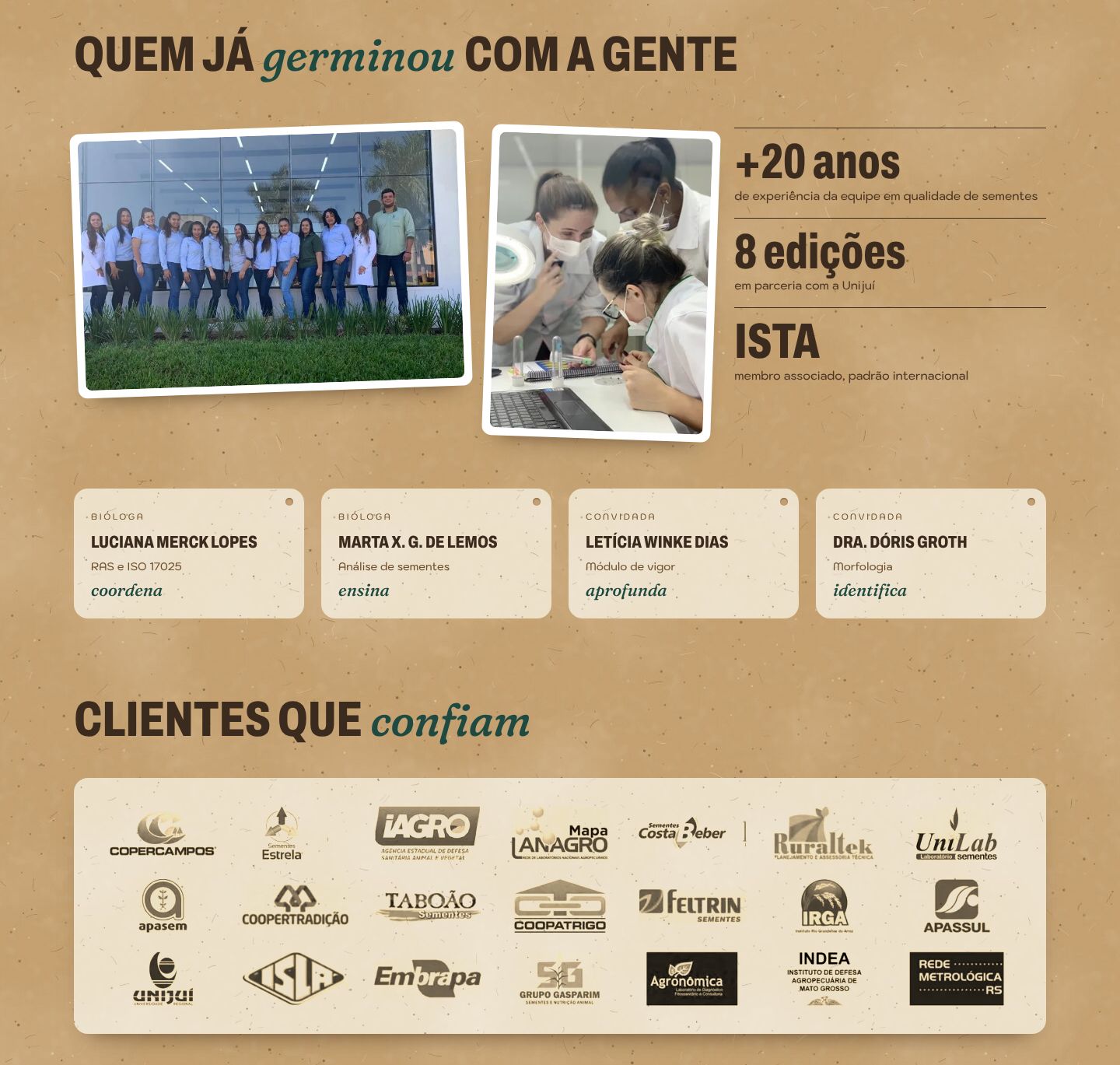 Equipe e clientes